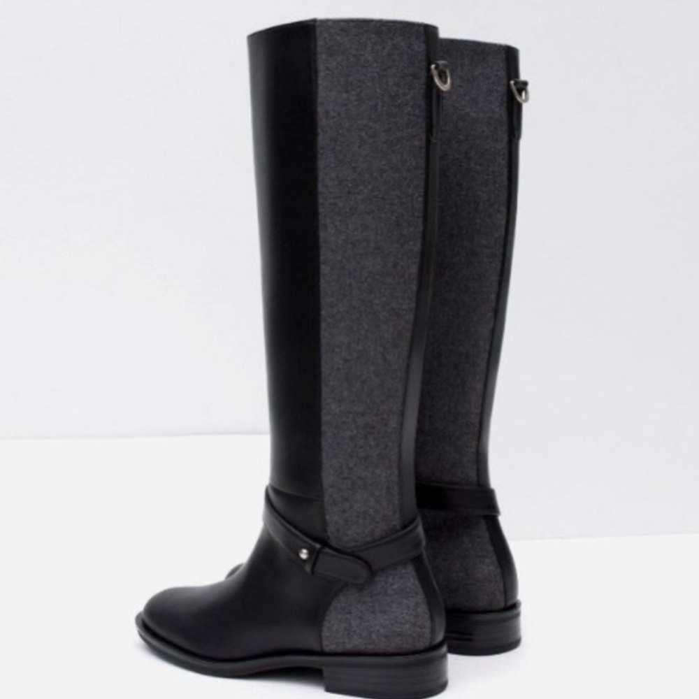Zara tall leather wool boots